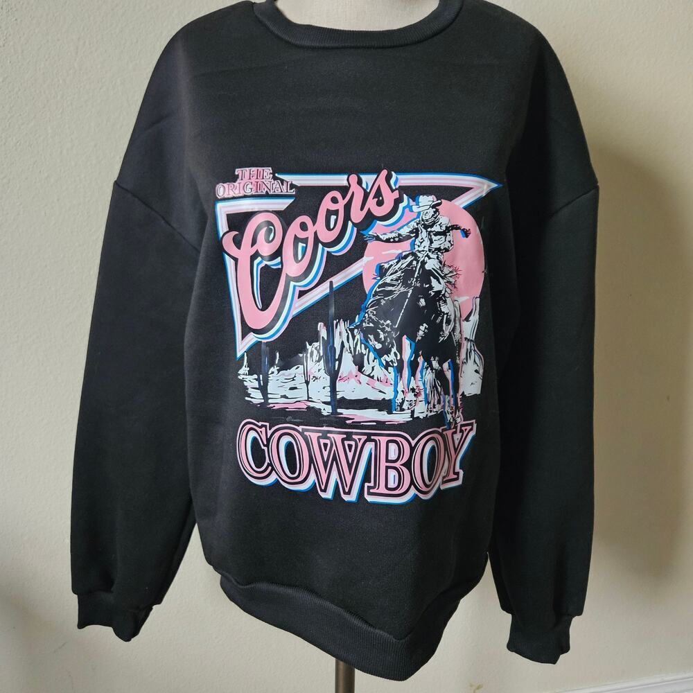 Coors Cowboy black crewneck oversized sweater Medium
